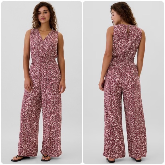 GAP Pants - NEW Gap Ditsy Floral Smocked Waist Wide Leg Jumpsuit